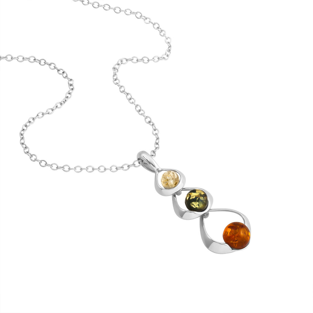 Collier Agneta Argent Blanc Ambre