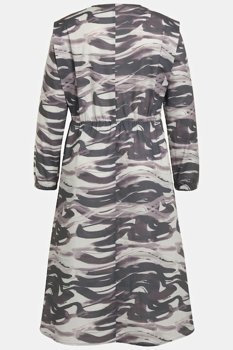 Midikleid, Wellen, V-Ausschnitt, Langarm, Biobaumwolle