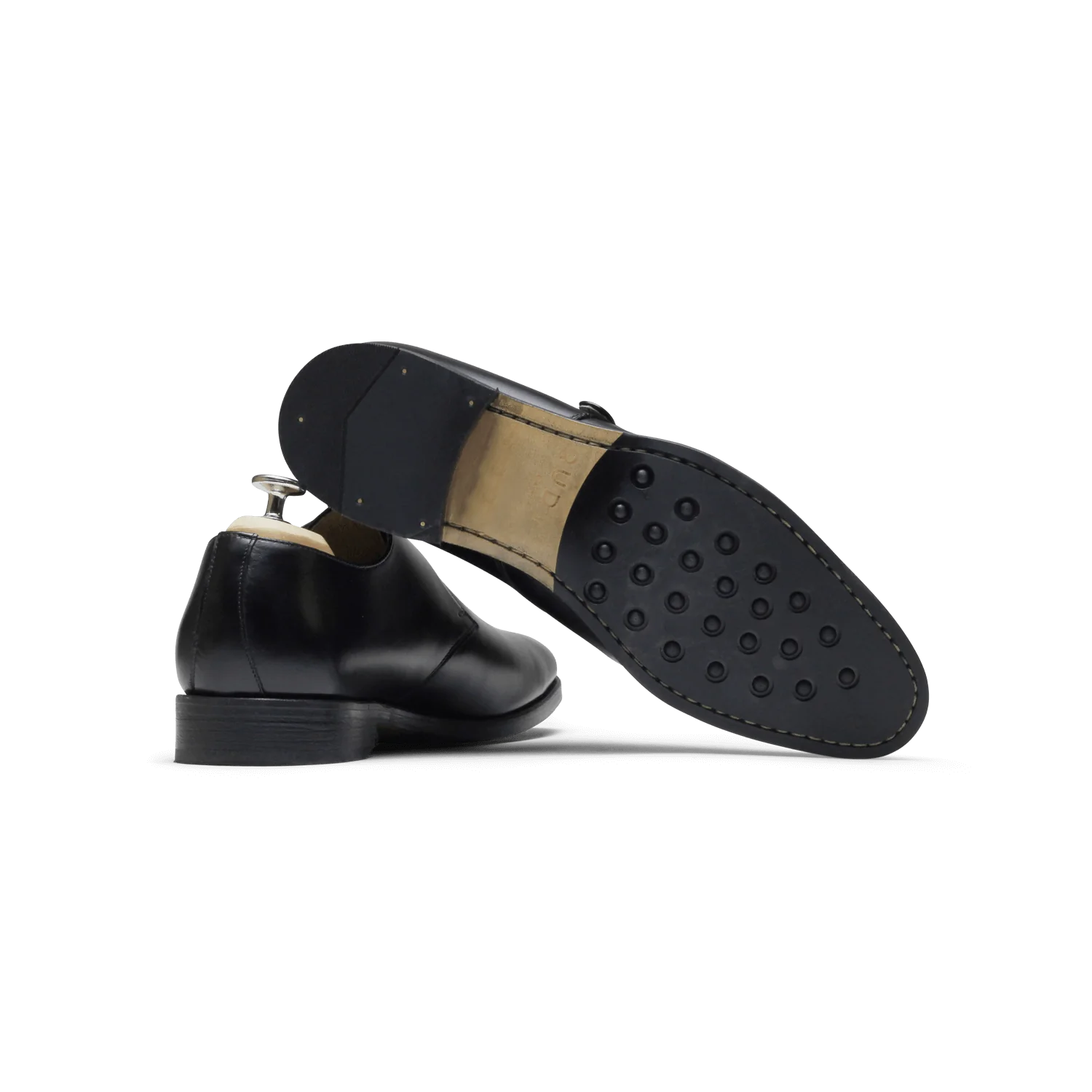 Sun-Chaussure à boucle en cuir noir