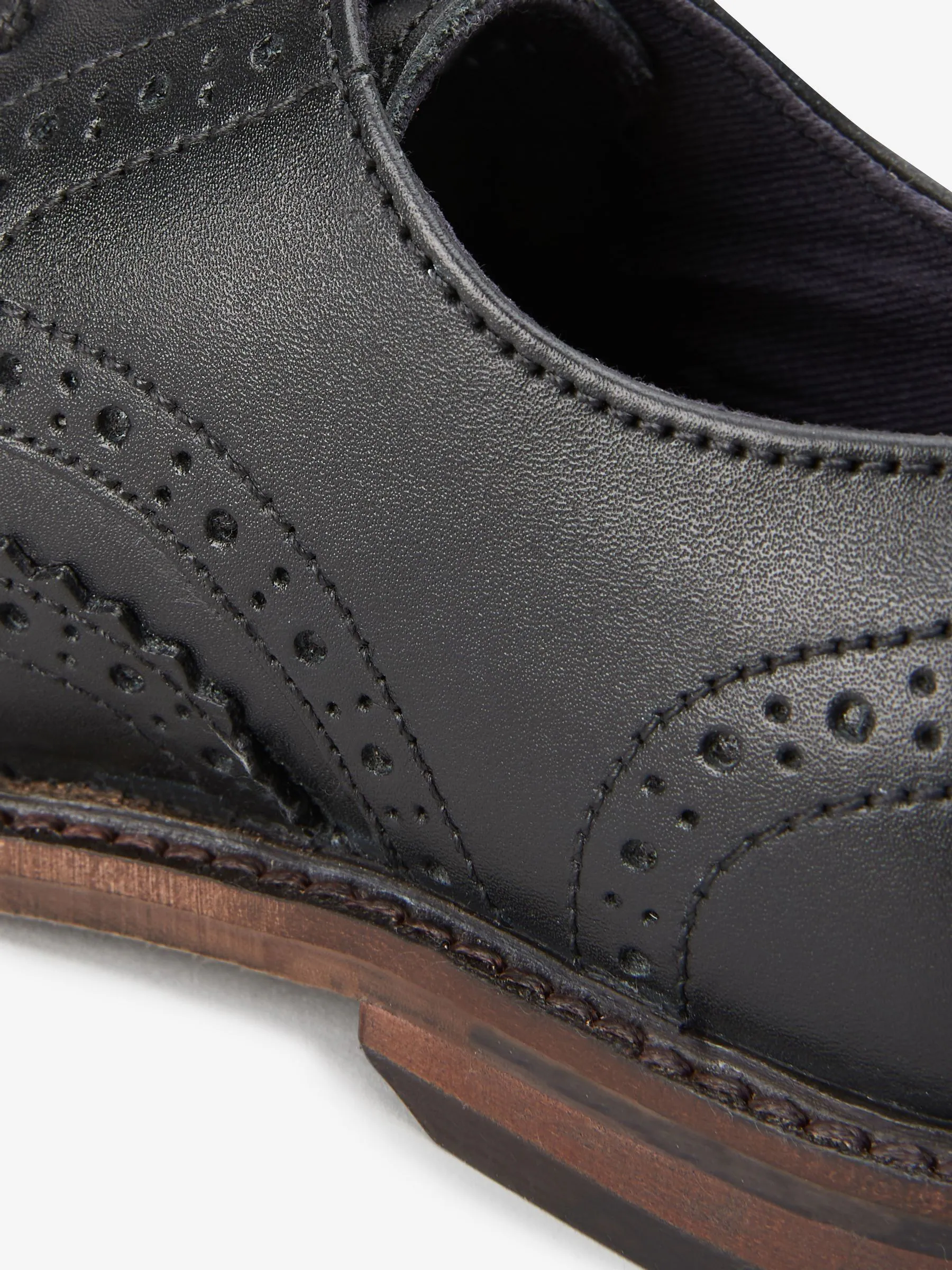 Zwart - Leren Brogue schoenen met veters