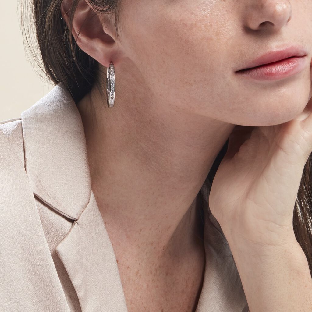 Créoles Django Argent Blanc Oxyde De Zirconium