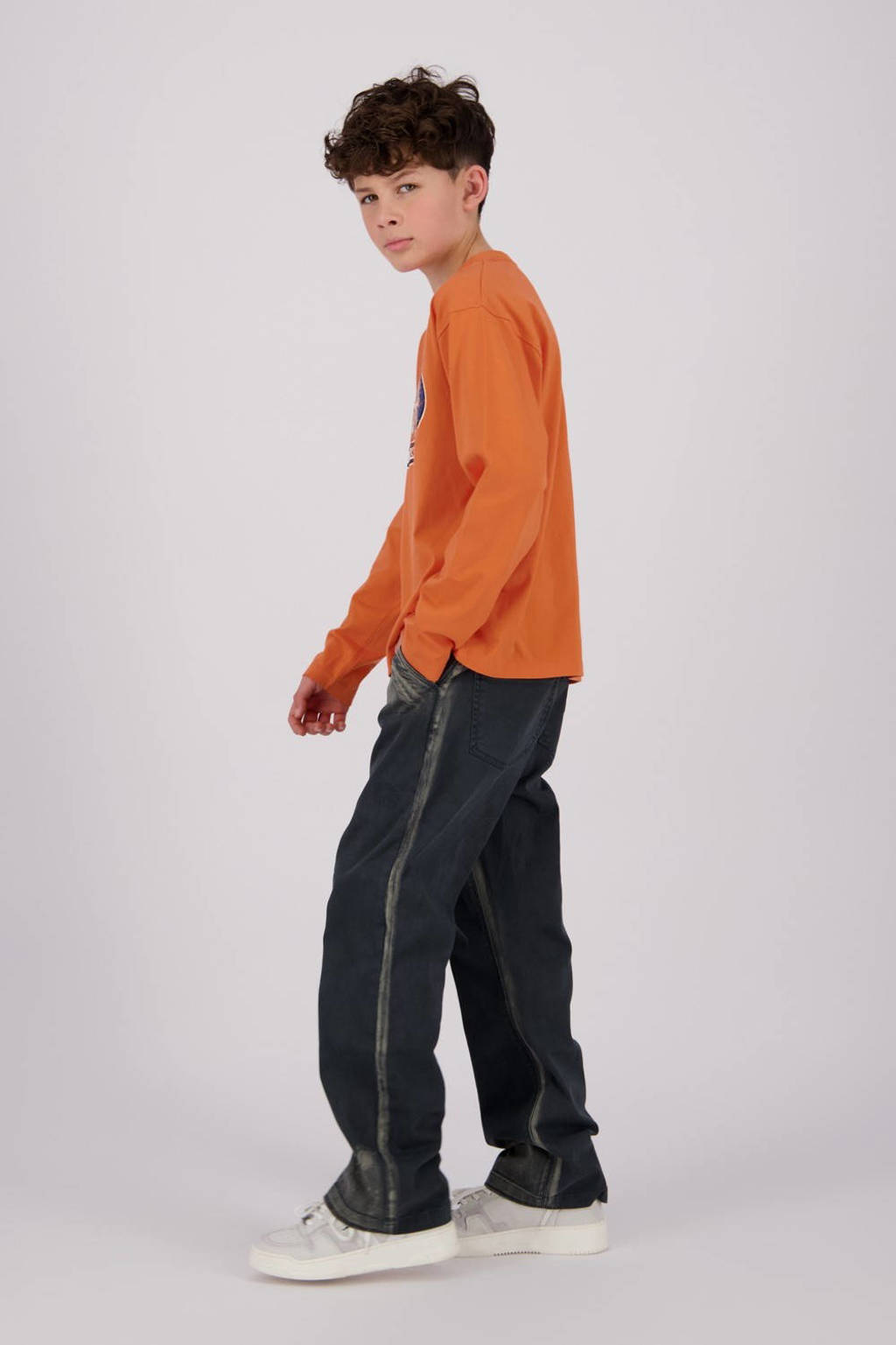 Vingino longsleeve Jean met printopdruk zacht oranje