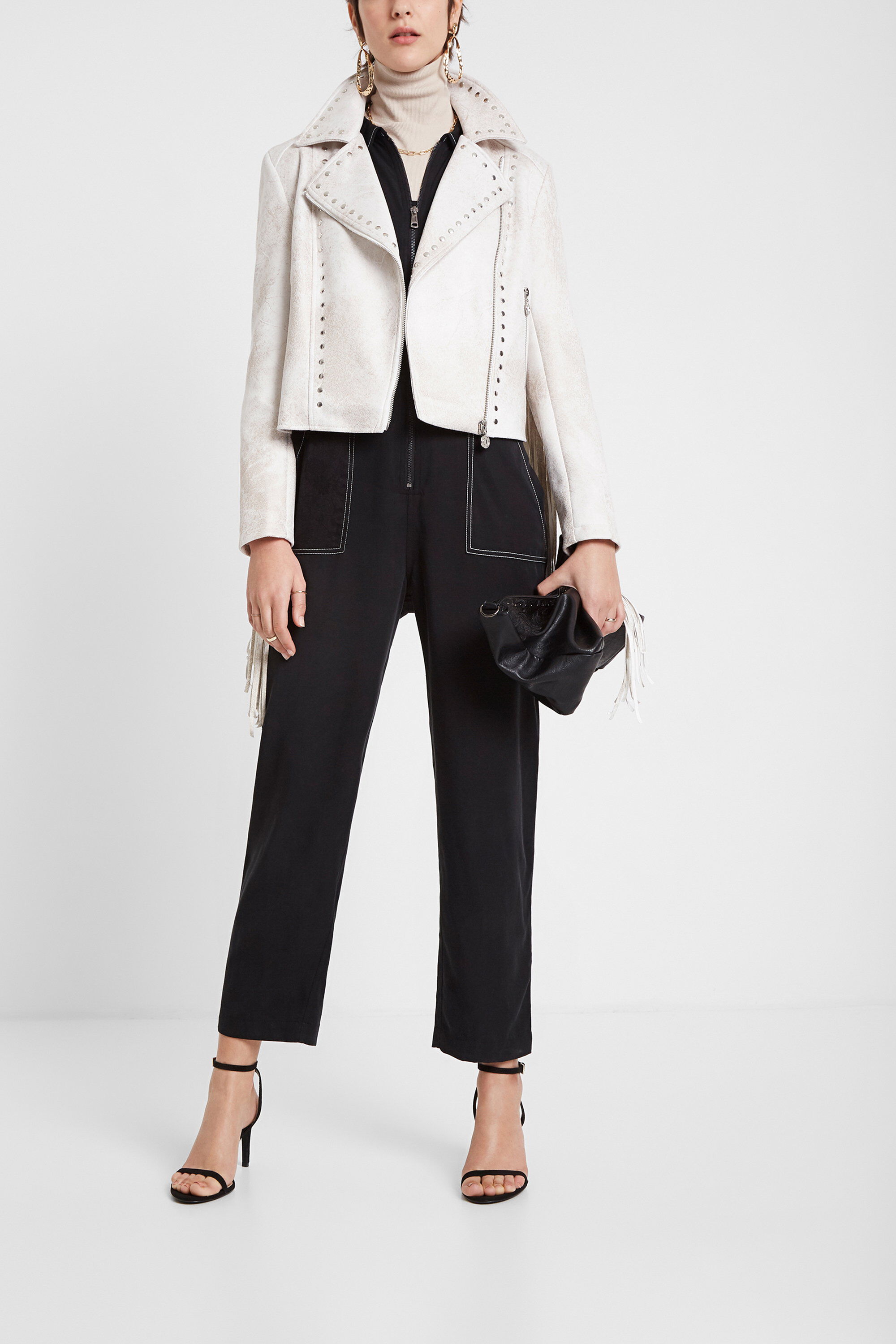 Veste motarde à franges et clous