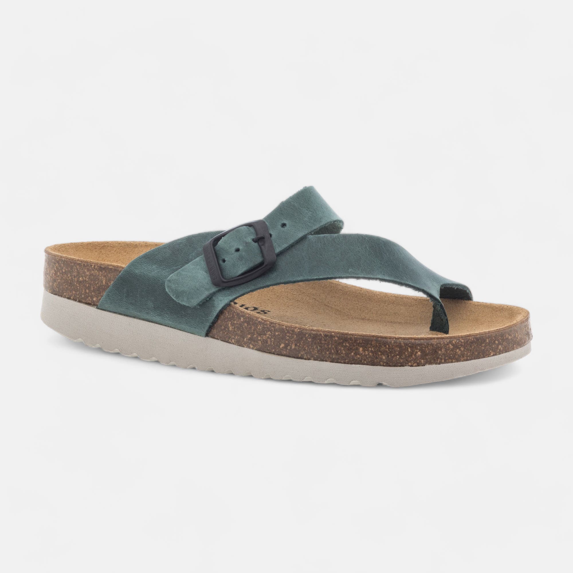 Mules semelle liège Femme en cuir jeans