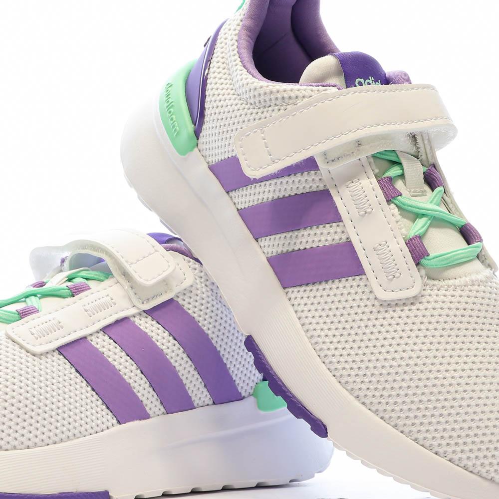 Adidas Baskets Blanches/Violette Fille Adidas Racer