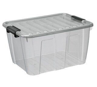 Aufbewahrungsbox Home Box 30 l Transparent Grau