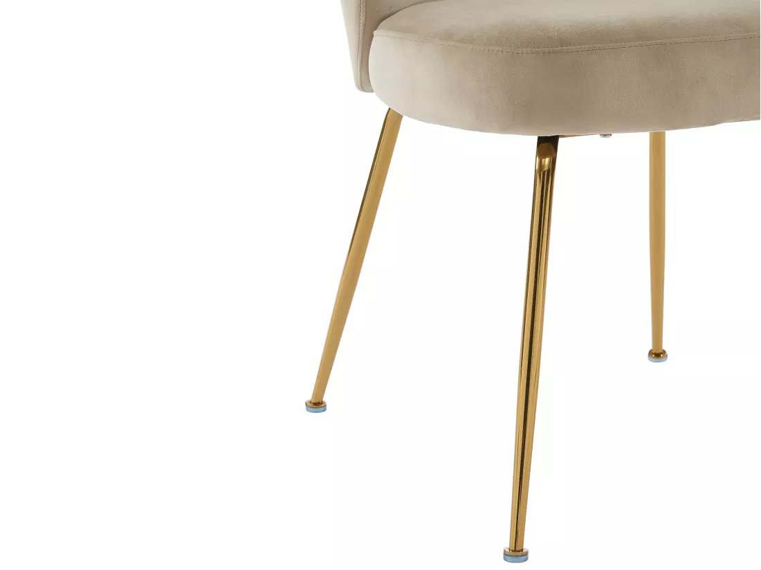 Lot de 2 chaises en velours et métal doré - Beige - POLPONA