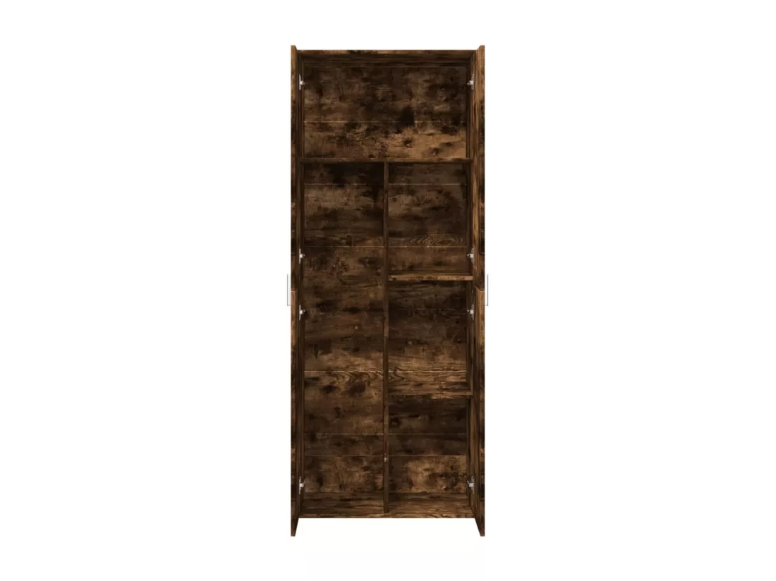 Buffet haut chêne fumé 70x35x180 cm bois d'ingénierie