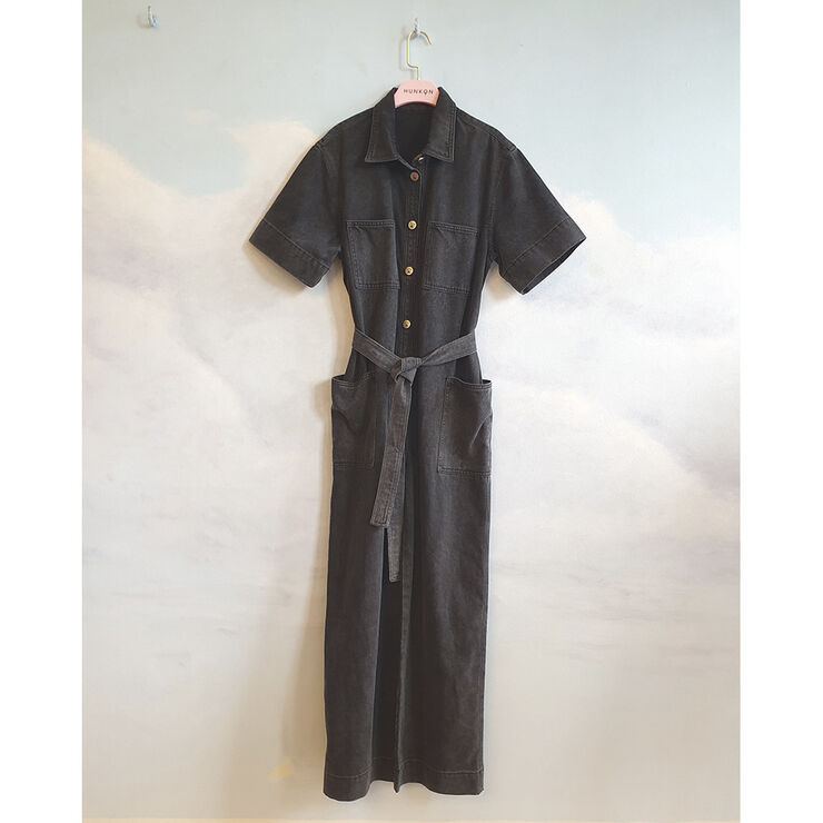 HUNKØN Mette Denim Jumpsuit Black