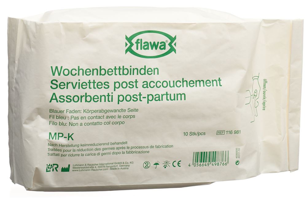 FLAWA Wochenbettbinden MP-K<br>10 Stück, Beutel, keimreduzierend behandelt