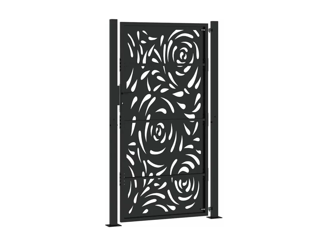 Portail de jardin noir 105x180 cm acier conception de flamme