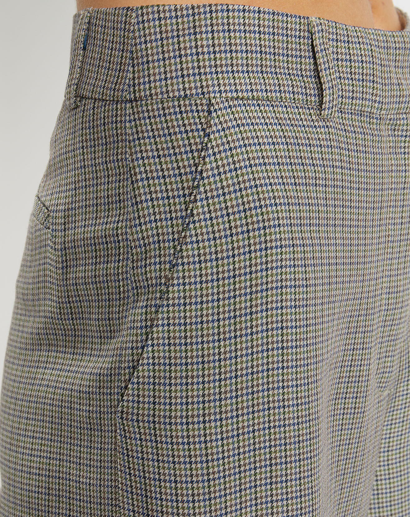 Galeries Lafayette Pantalon large et fluide imprimé pied-de-poule bleu