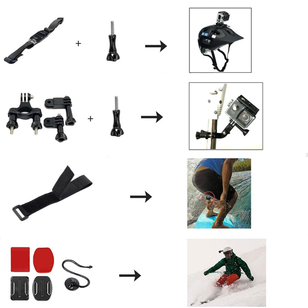 54in1 Kamera Zubehör Kit Bundle Set mit Brustgurt / Stativ / Unterwasser Griff   Gehäuse / Saugnapf / Kopfband Halterung für GoPro Hero Kameras