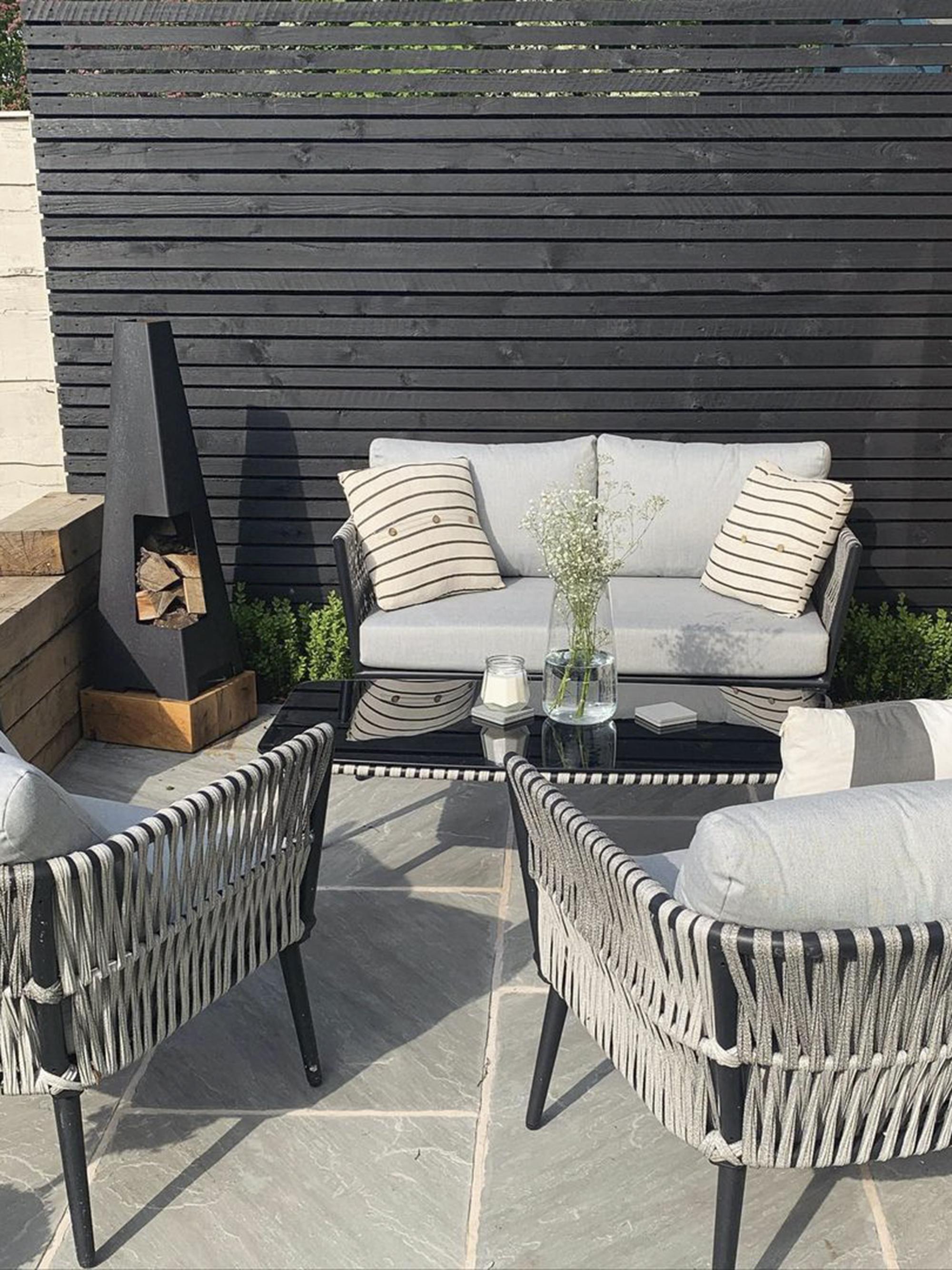 Loungeset met tafel 4-zits PREVEZA PE rotan Grijs