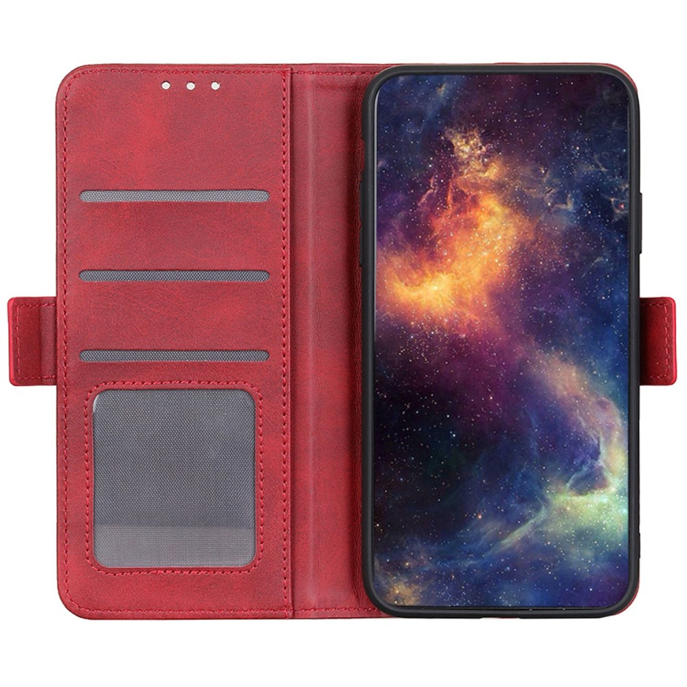 iPhone 14 Vintage Leder Tasche Flip Cover mit Kartenfächer - Rot