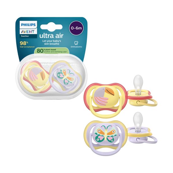 Philips Avent Ultra Air Fopspeen - 0-6 Mnd - 2 Stuks - Plant-Based