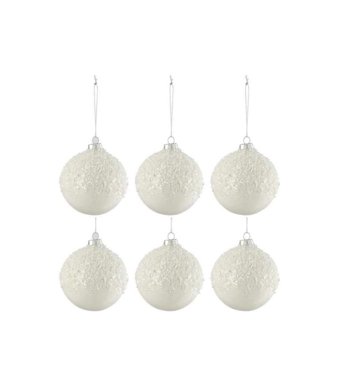 Paris Prix - Lot De 6 Boules De Noël givre Brillant 8cm Blanc