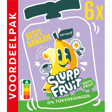 Servero Slurpfruit Beste Banaan Appel, Banaan & Blauwe Bes Voordeelpak 6 x 90 g