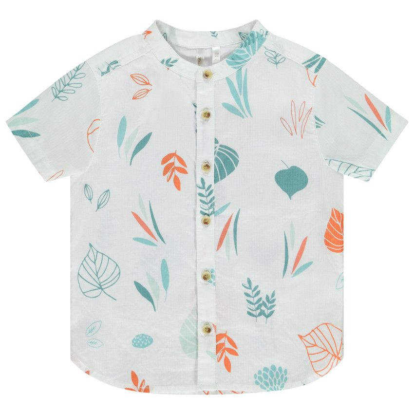 Chemise manches courtes imprimé feuillage pour bébé garçon - Blanc