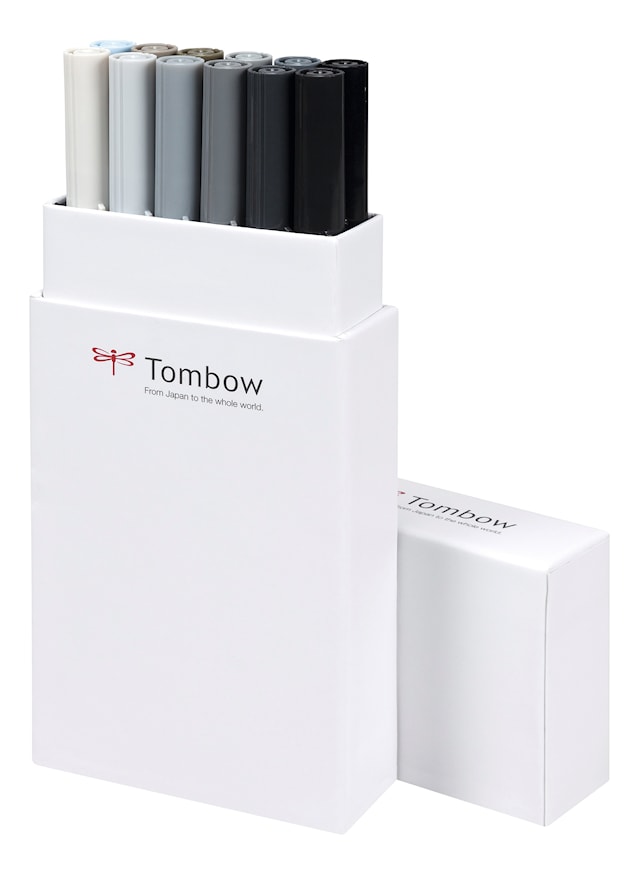 TOMBOW Penselpenn ABT Dual Brush 12P-3 grå farger