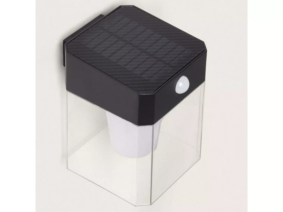 Applique Murale Extérieure Solaire LED 1,5W Aluminium avec Détecteur de Mouvement Efren Square Noir