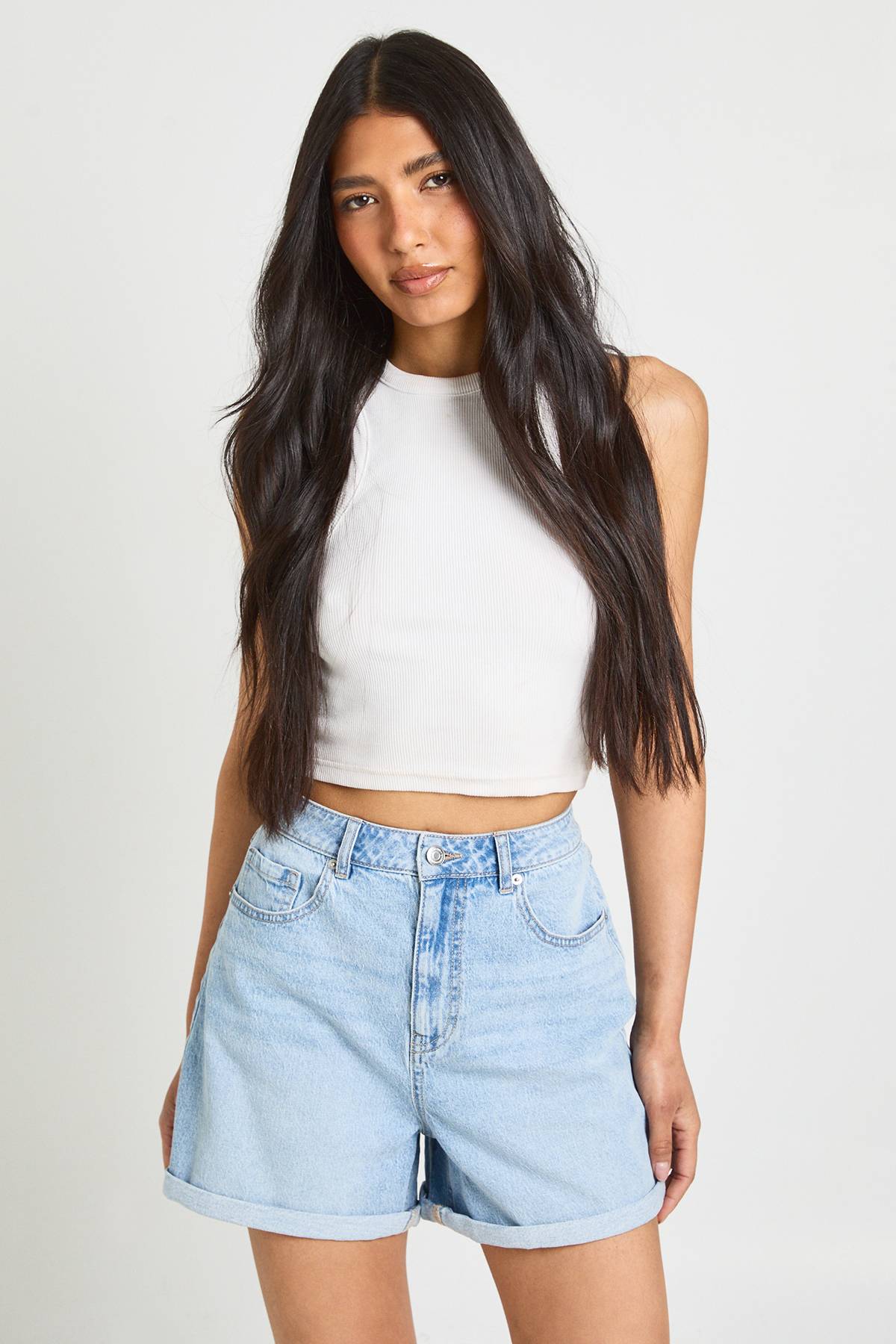 boohoo Tall Denim Mom Short
