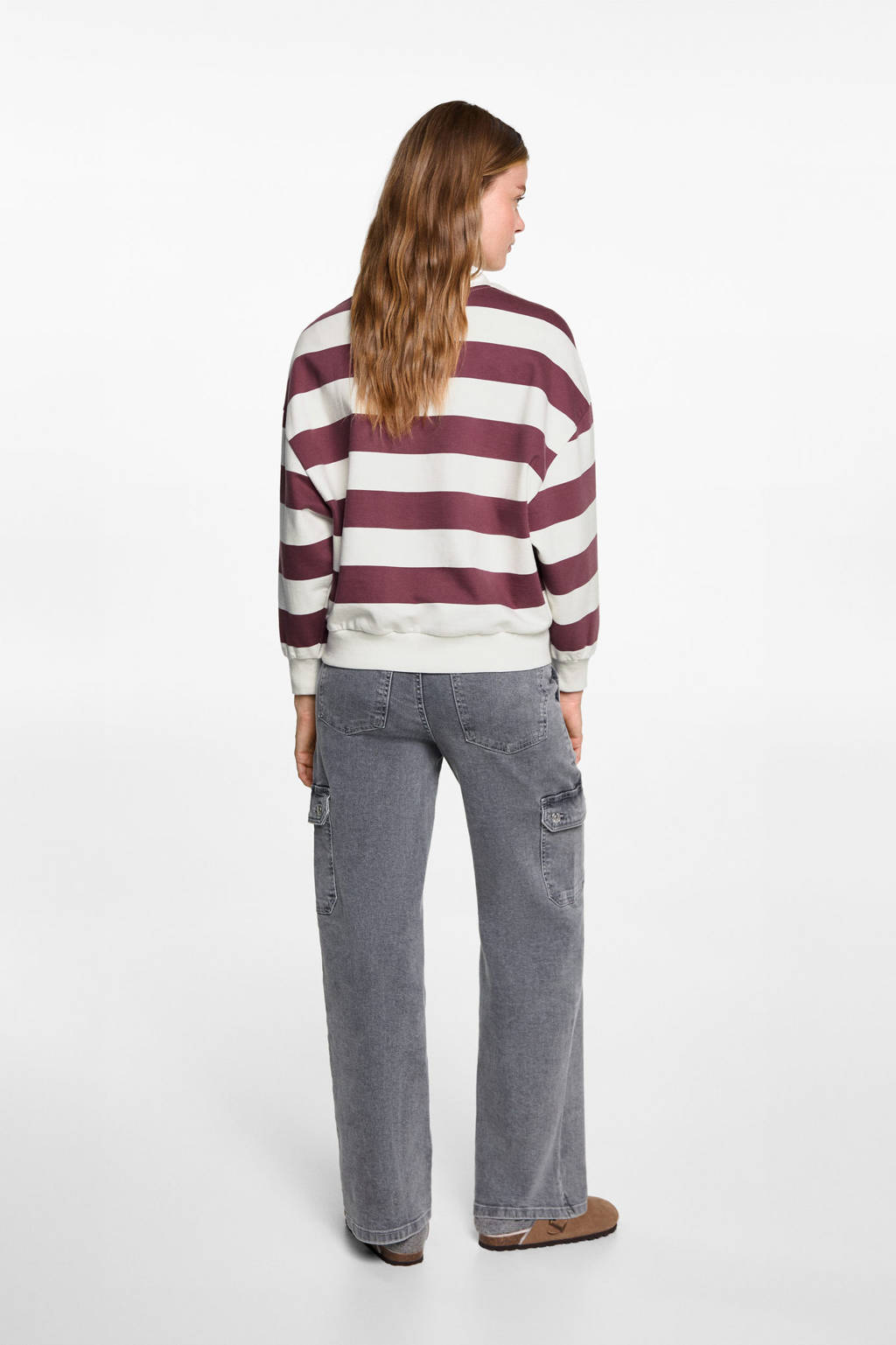 MANGO TEEN gestreepte sweater donkerrood