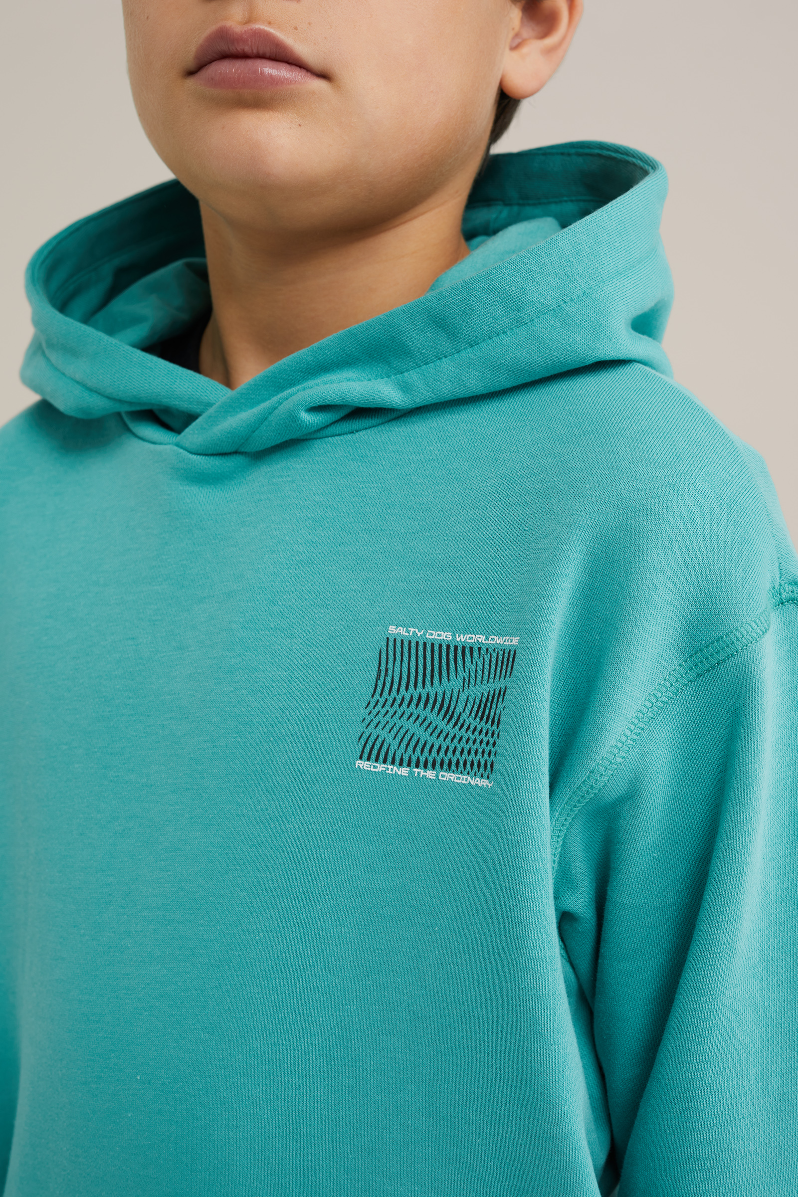 Jongens hoodie met opdruk Salty Dog Zeegroen