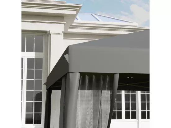 Tonnelle gazebo en acier et en 420d tissu oxford - 3x3m 9 m² - avec rideaux - 2 portes fermeture éclair