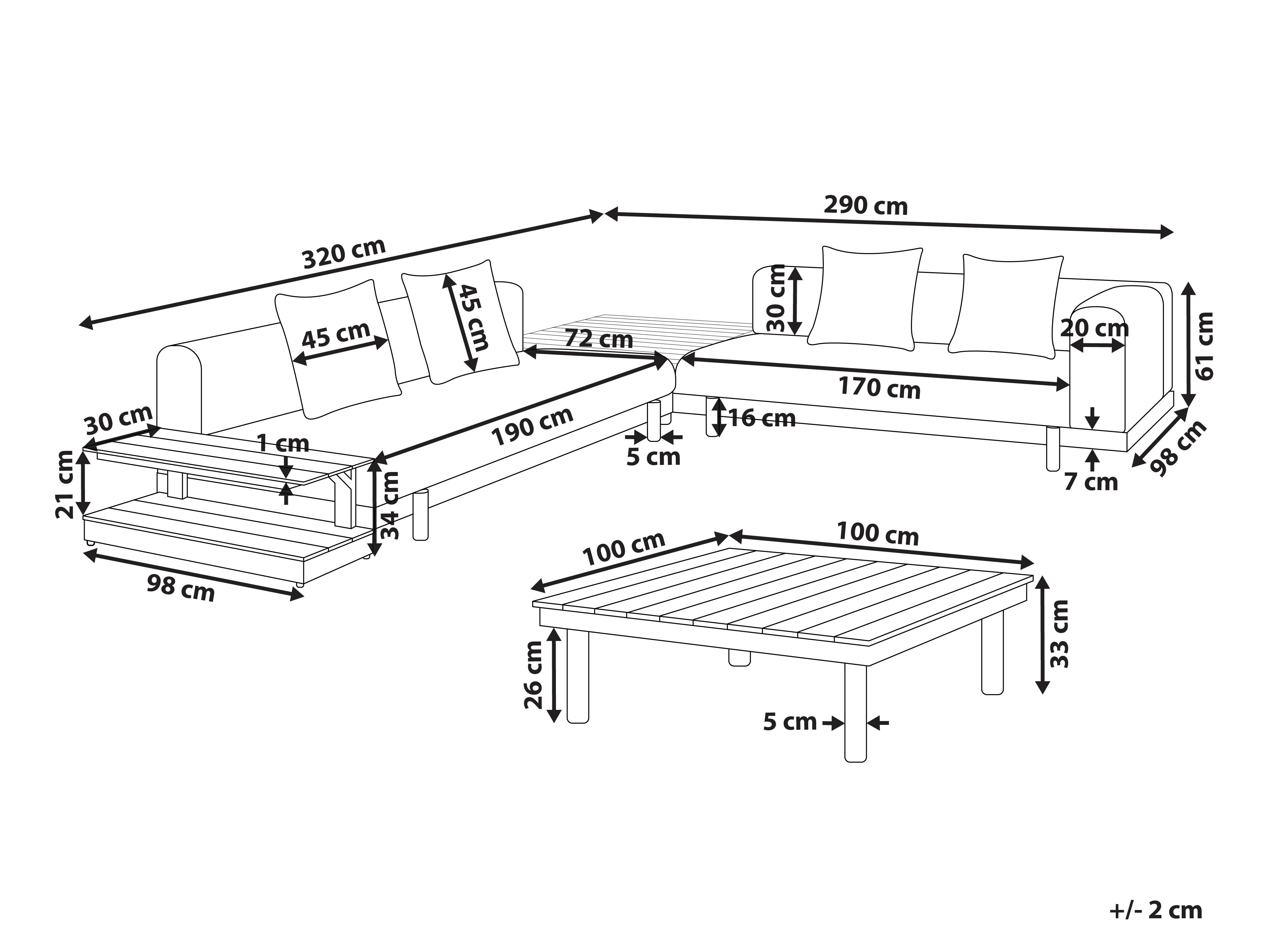 Tuin hoekloungeset met tafel 5-zits MISSANELLO Beige