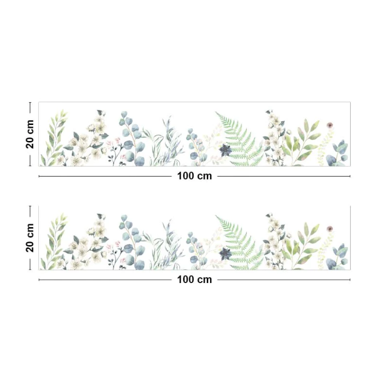 Crédence cuisine Bandeau ALU lot de 2 L100xH 20cm - FLOWERS IN RAIN 99
