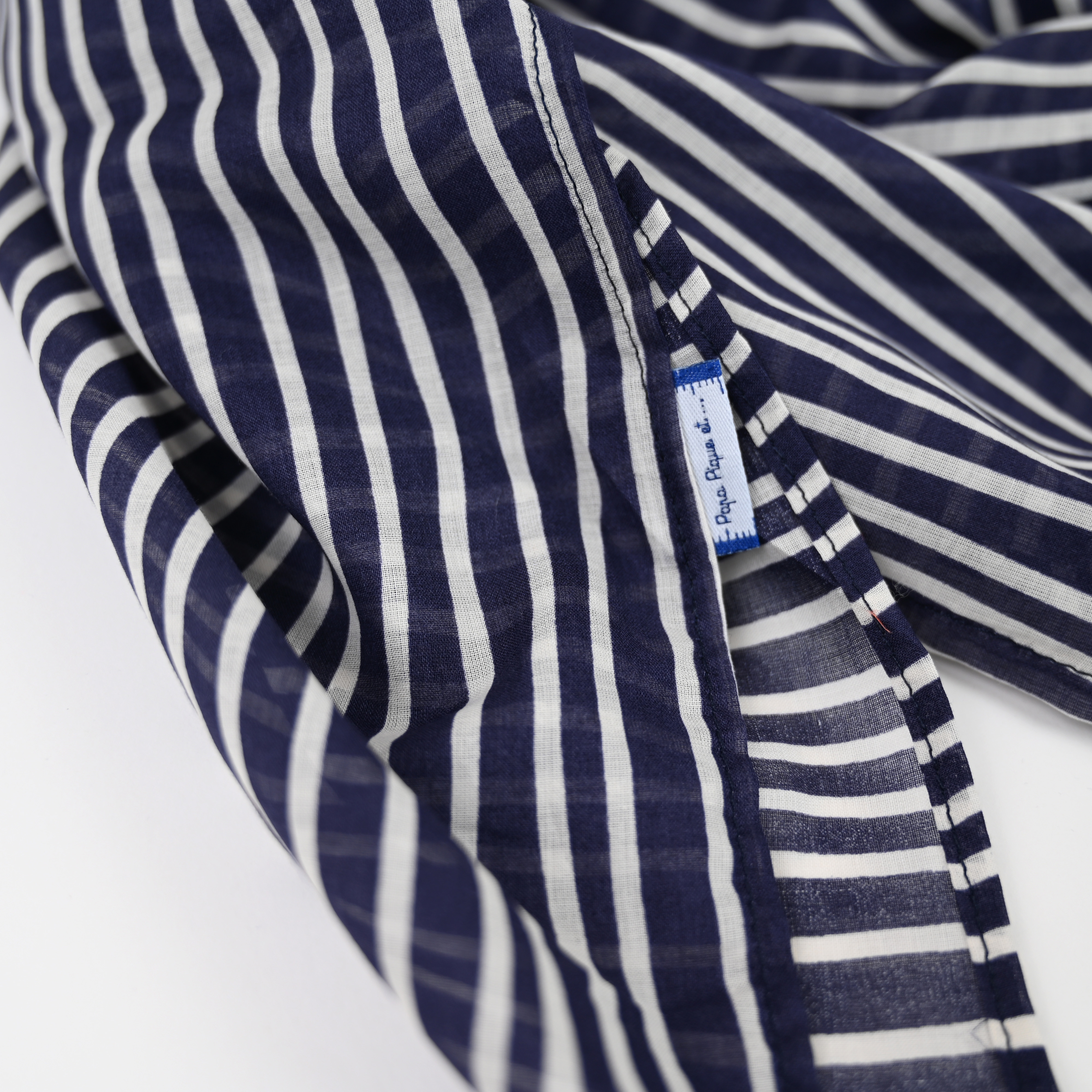 Foulard Pompon Rayé Ivoire Marine