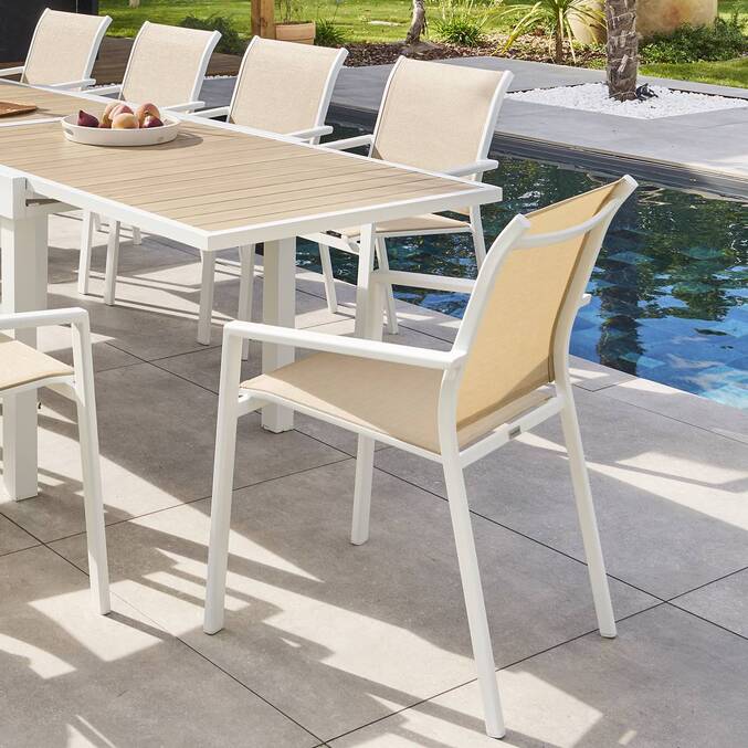 Fauteuil de jardin empilable ESSENTIA Lin / Blanc