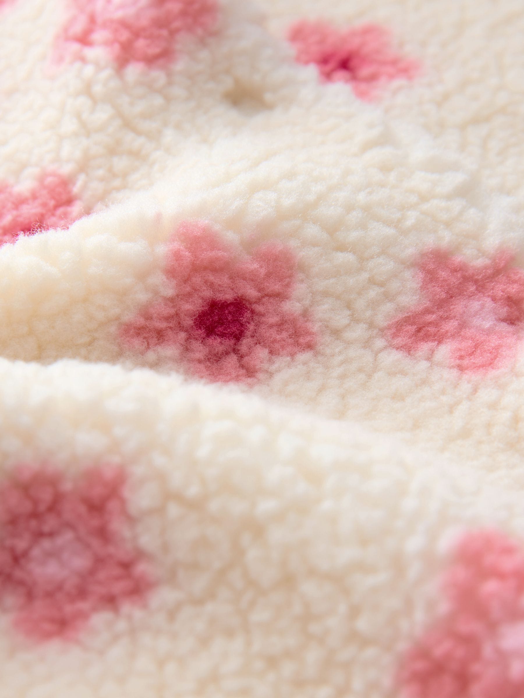 Ecru en roze bloemenprint - Baby borg kinderwagenpak met capuchon (0mnd -2jr)