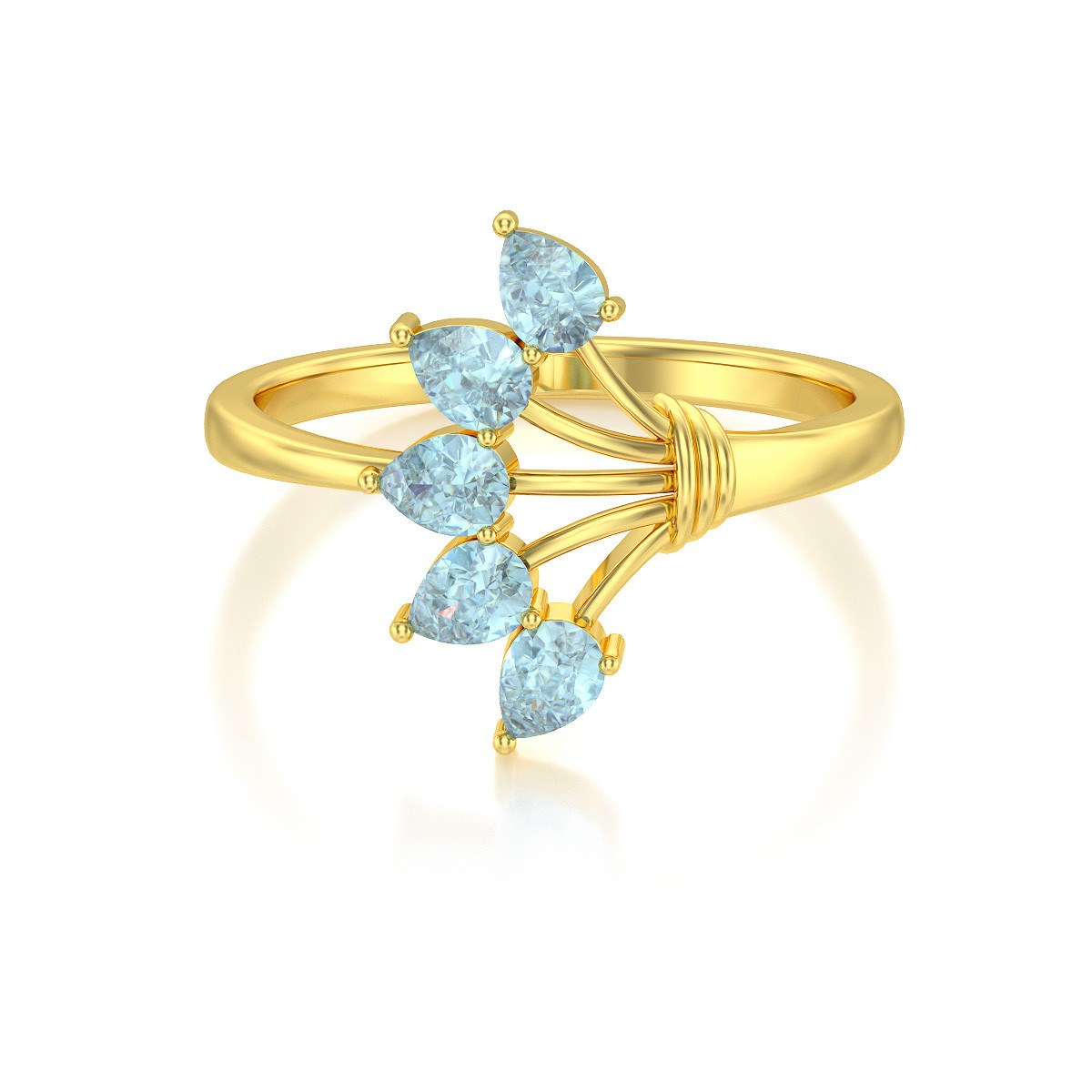 Bague ADEN Or 585 Jaune Aigue-Marine 2.65grs
