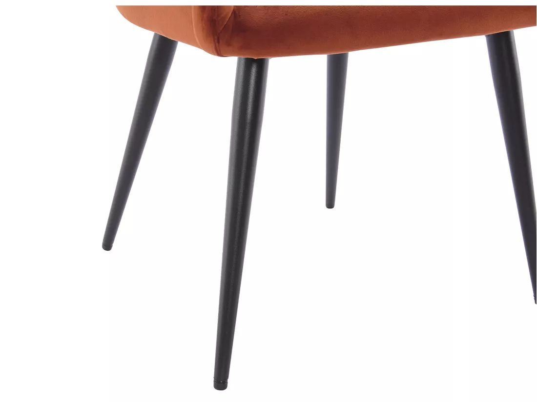Lot de 2 chaises avec accoudoirs en velours et métal noir - Terracotta - ELEANA