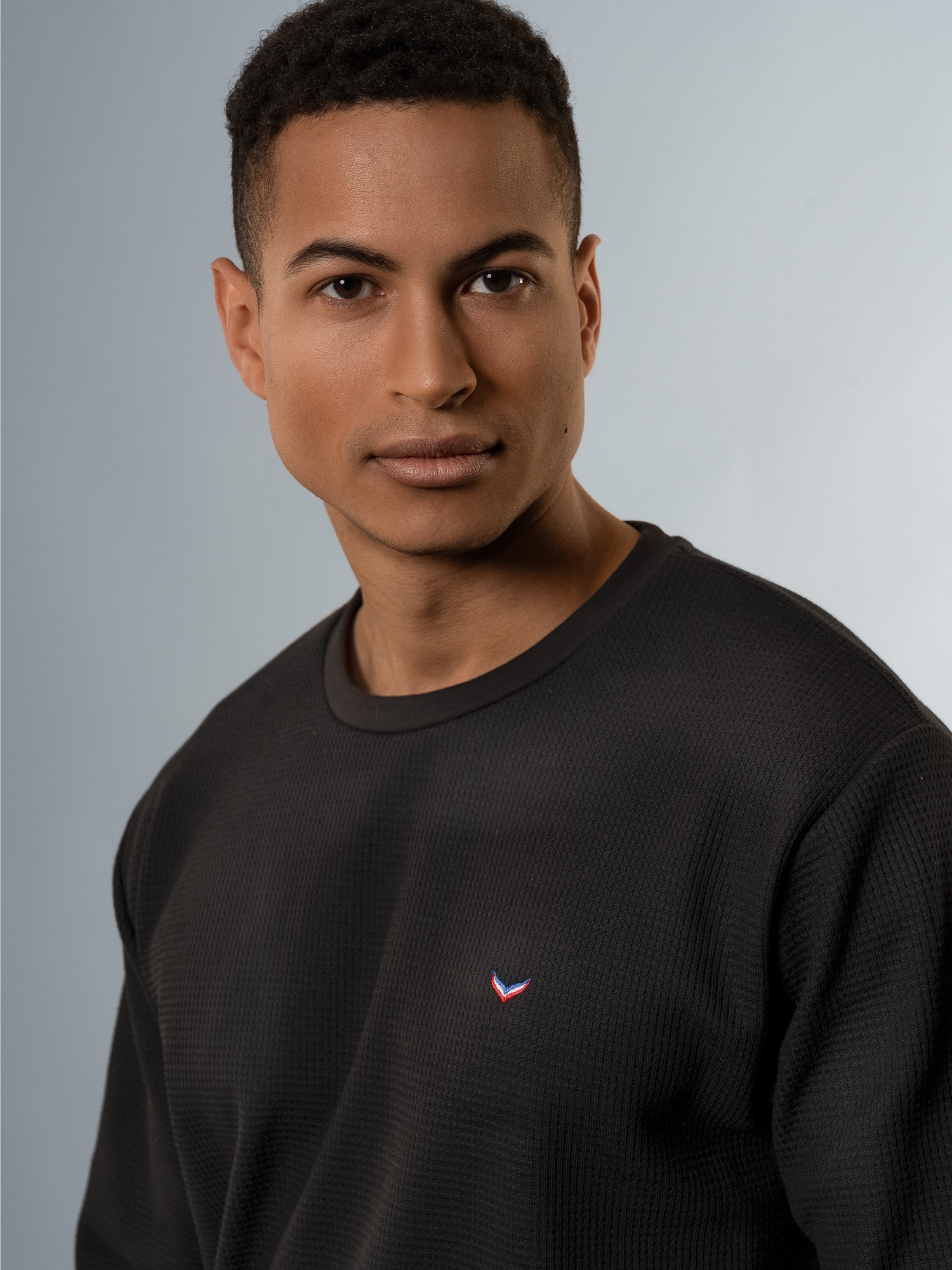 Sweatshirt in Waffeloptik Schwarz