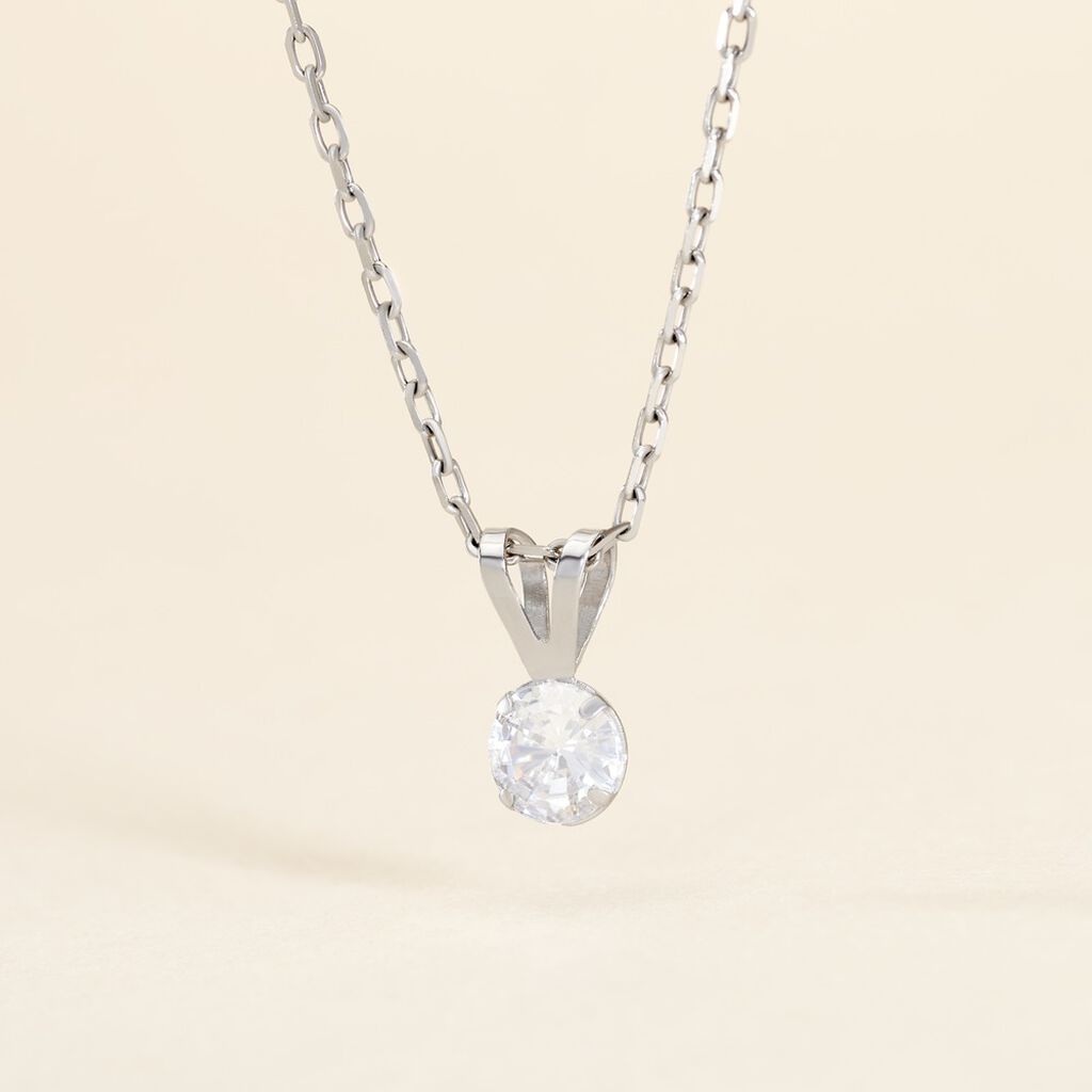 Pendentif Mabila Or Blanc Oxyde De Zirconium