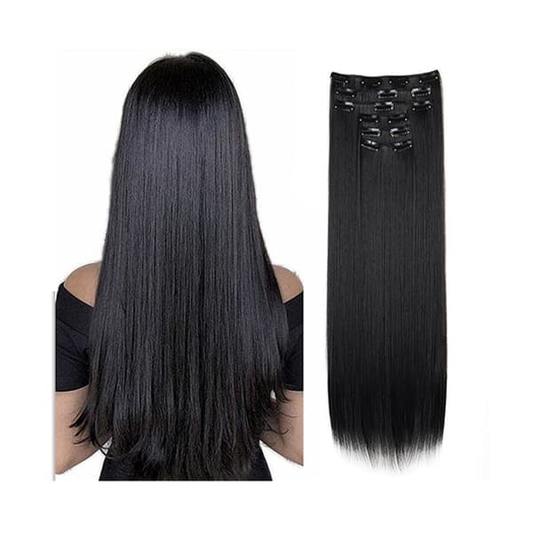 INF Hår Extensions Clip in Hair Extensions 6 stk Sort