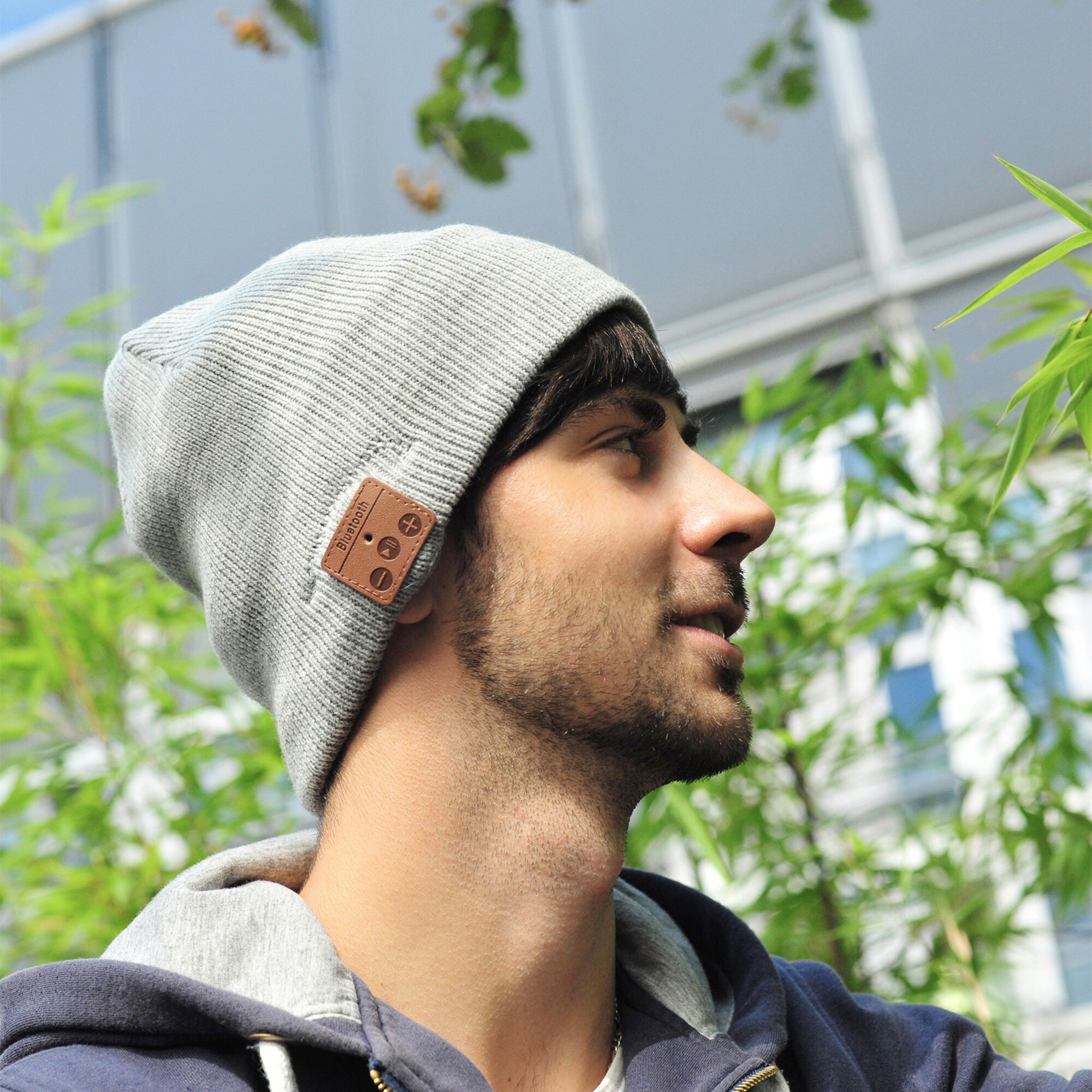Sharon Beanie mit Bluetooth Kopfhörer, hellgrau