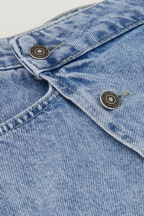 Blauwe denim skort met overslag