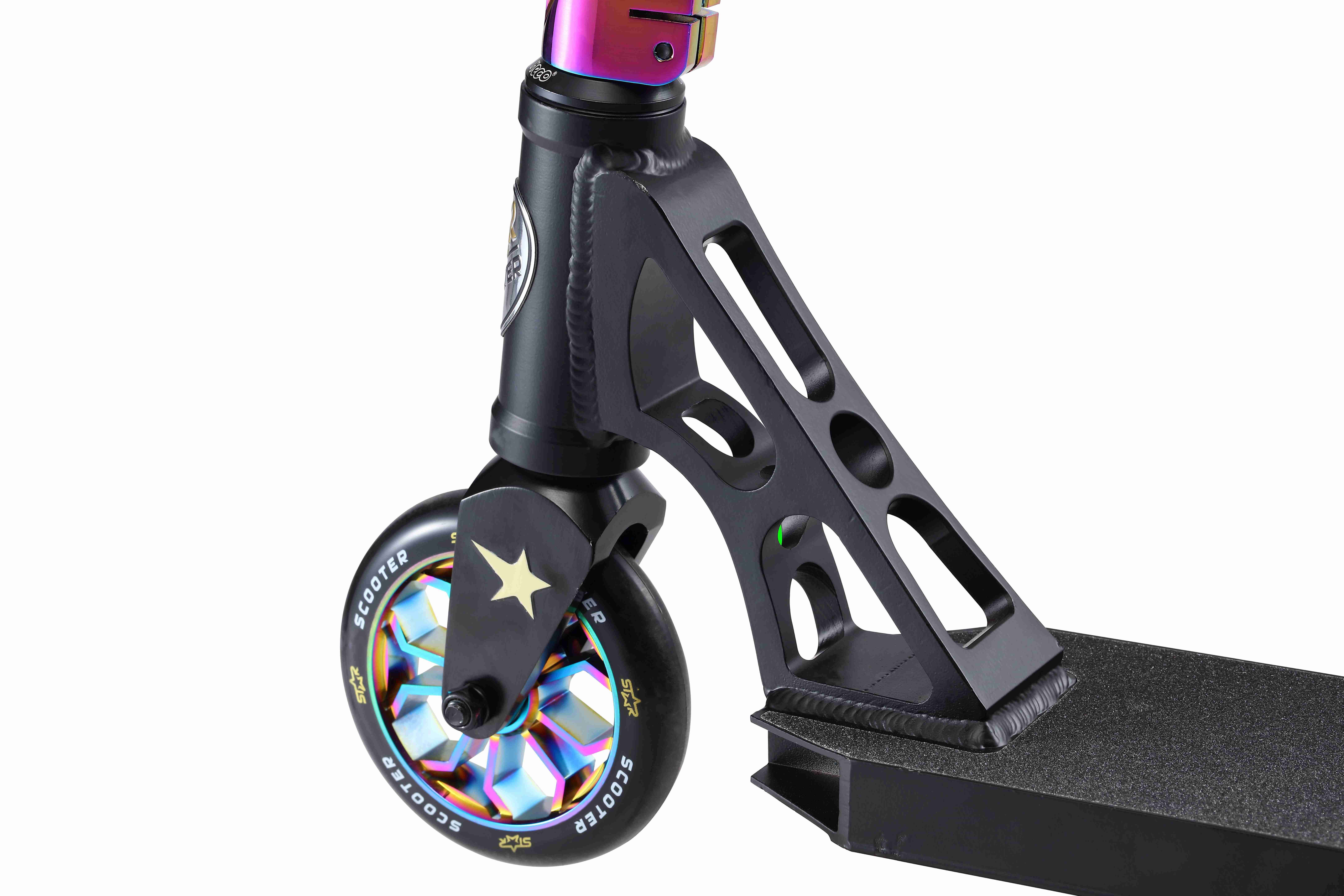 STAR SCOOTER Freestyle Jump alu stuntstep, 120mm Pro Trick Roller, zwart chroom