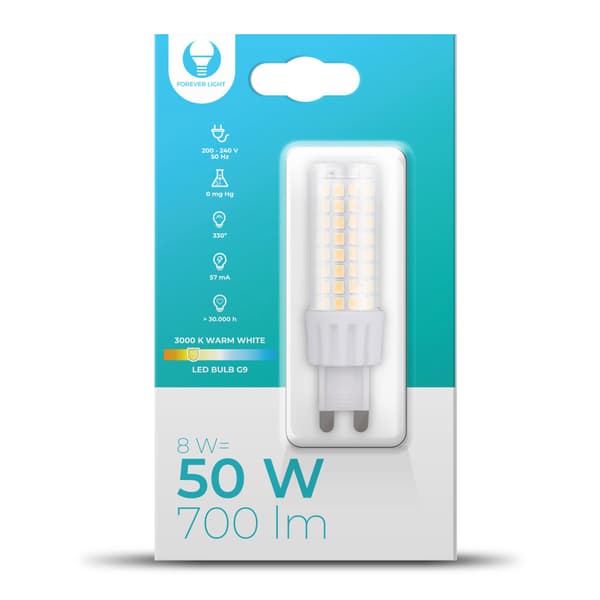 LED-Lampe G9 8W 230V 3000K 700lm
