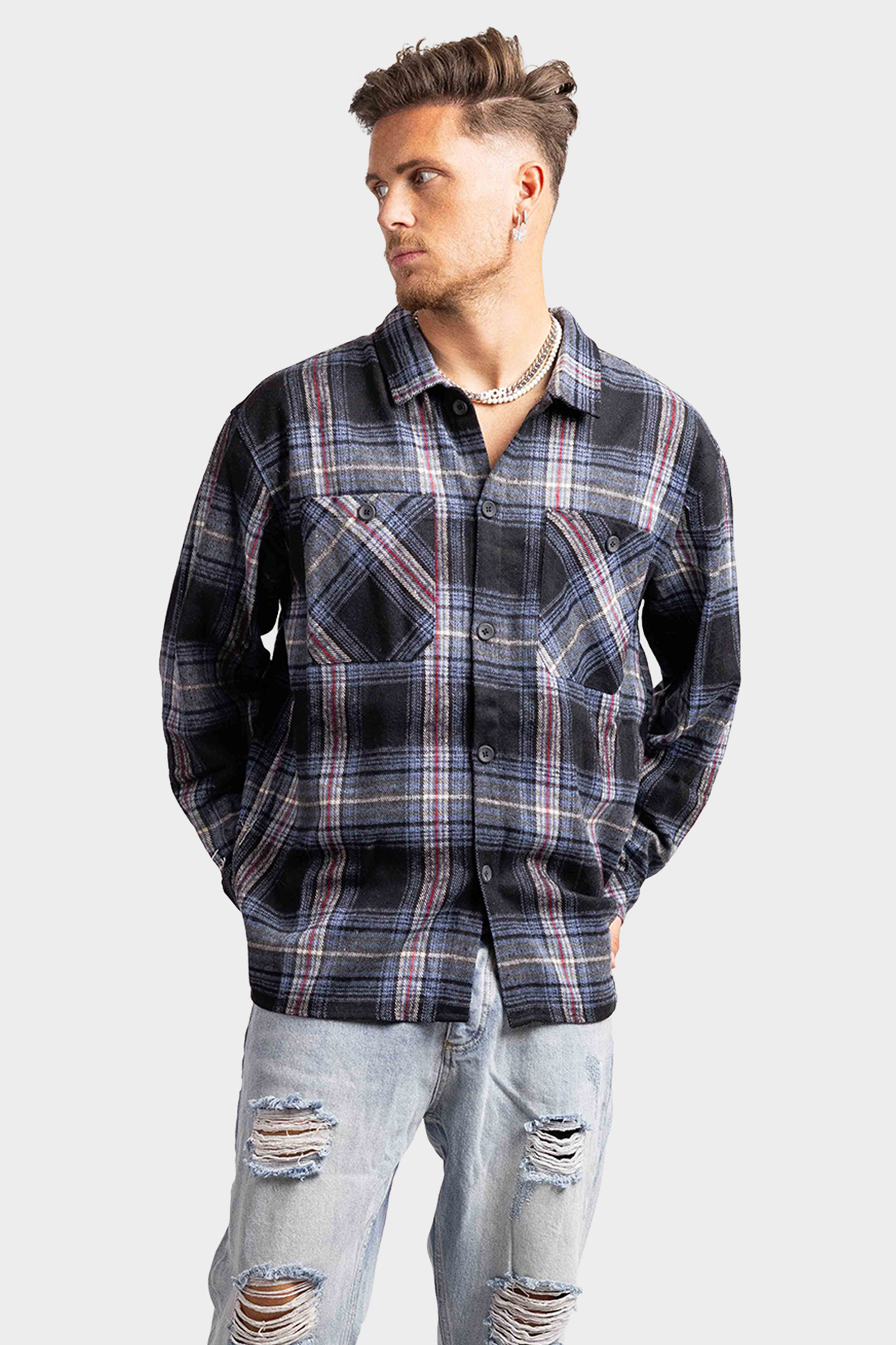 Couture Club Check Shirt Heren Blauw