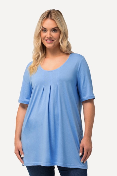 T-Shirt, Zierfalten, A-Linie, Rundhals, Halbarm, Modal