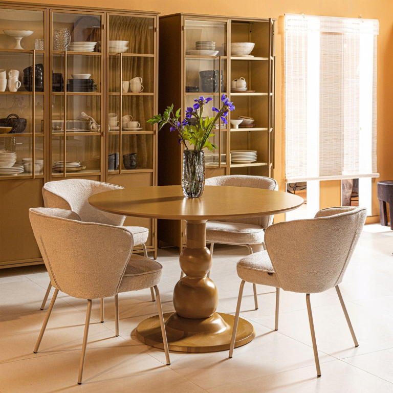 WOOOD Blanco eettafel Ø120 honing geel