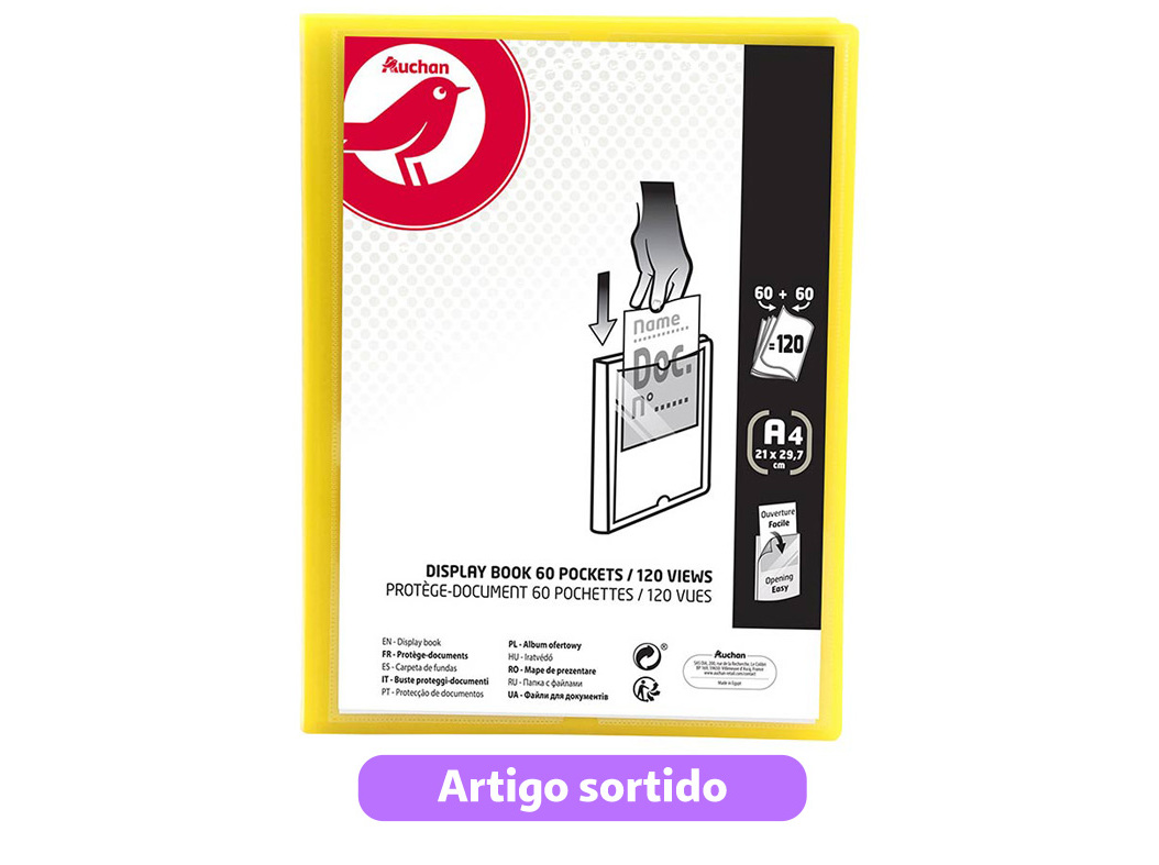 PORTFÓLIO AUCHAN A4 60 60 BOLSAS CORES SORTIDAS
