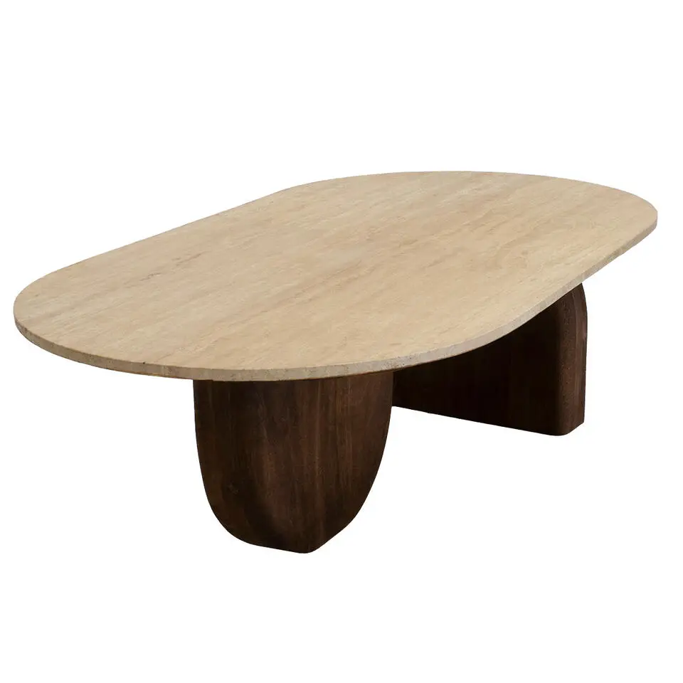 Salontafel Travertin - Bruin Mangohout - 120x65x38cm - Wessel