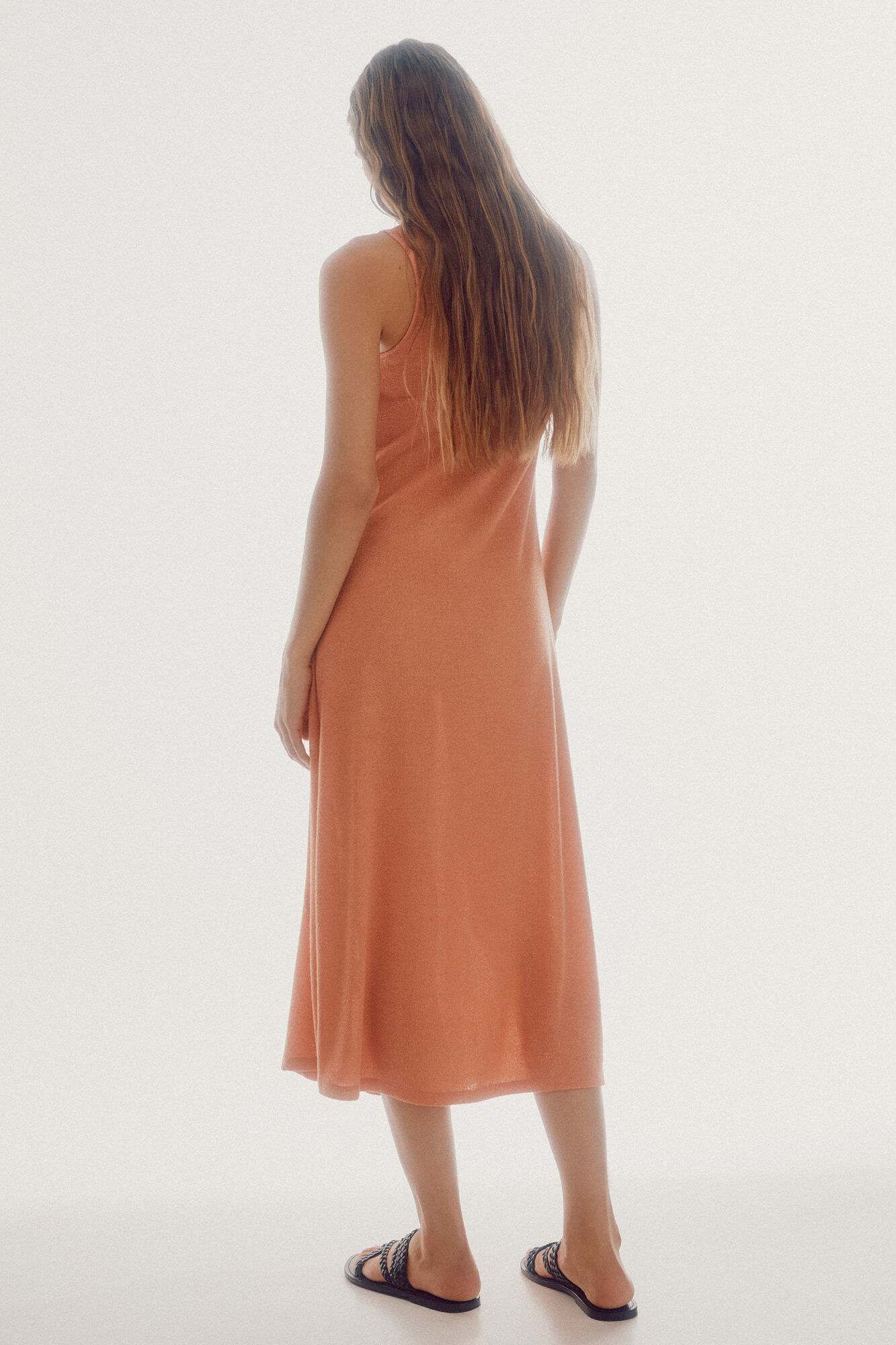 Vestido midi de malha - Laranja