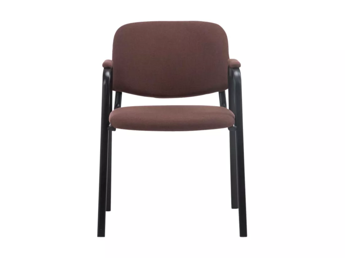 Lot de 4 Chaise de conférence - Tissu & Métal noir mat - Marron - Ken Pro